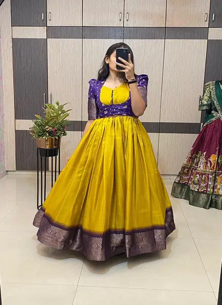 Ajd 8147 Jacquard Weaving Work Gown With Collections Best Wholesale Shop In Surat